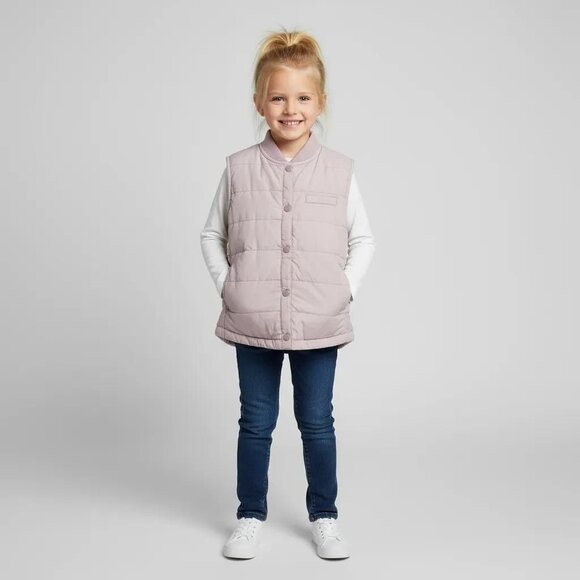 JAJU Other - JAJU Kids Girls Light Purple Button Front Lined Puffer Jacket Vest Sz 110cm/US 6